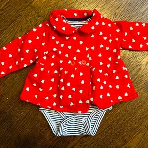 Baby girl jacket and onesie. Size 12 months.